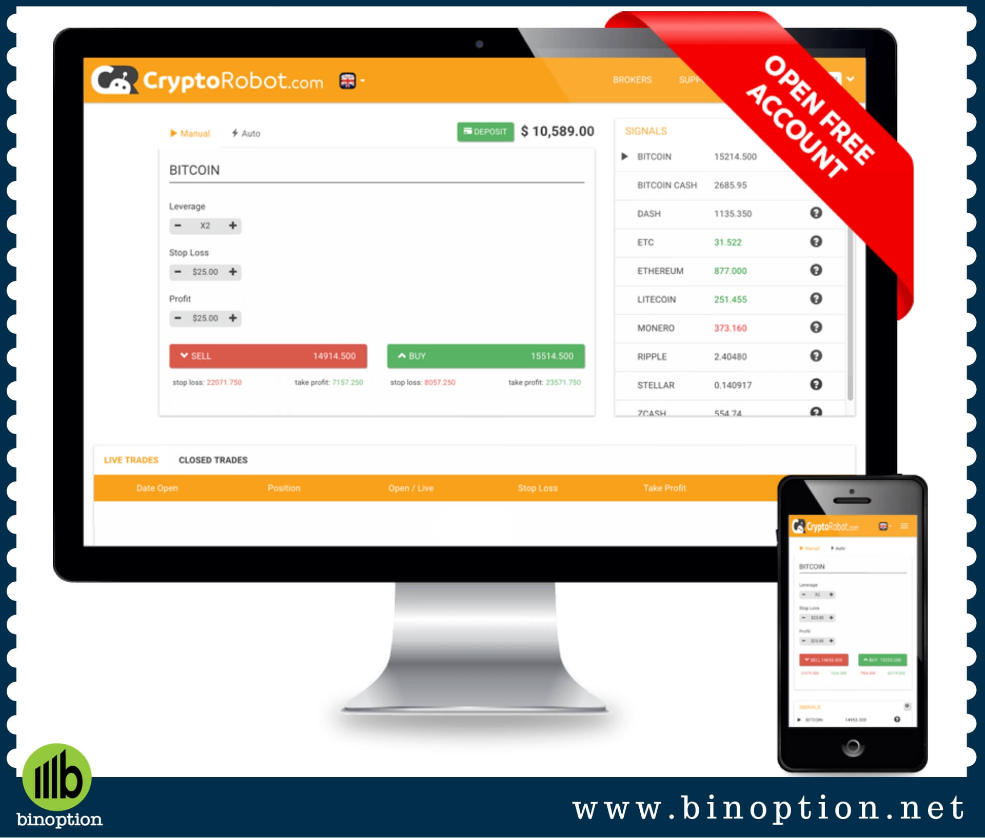 Crypto Robot Mobile Trading and Demo - Binoption