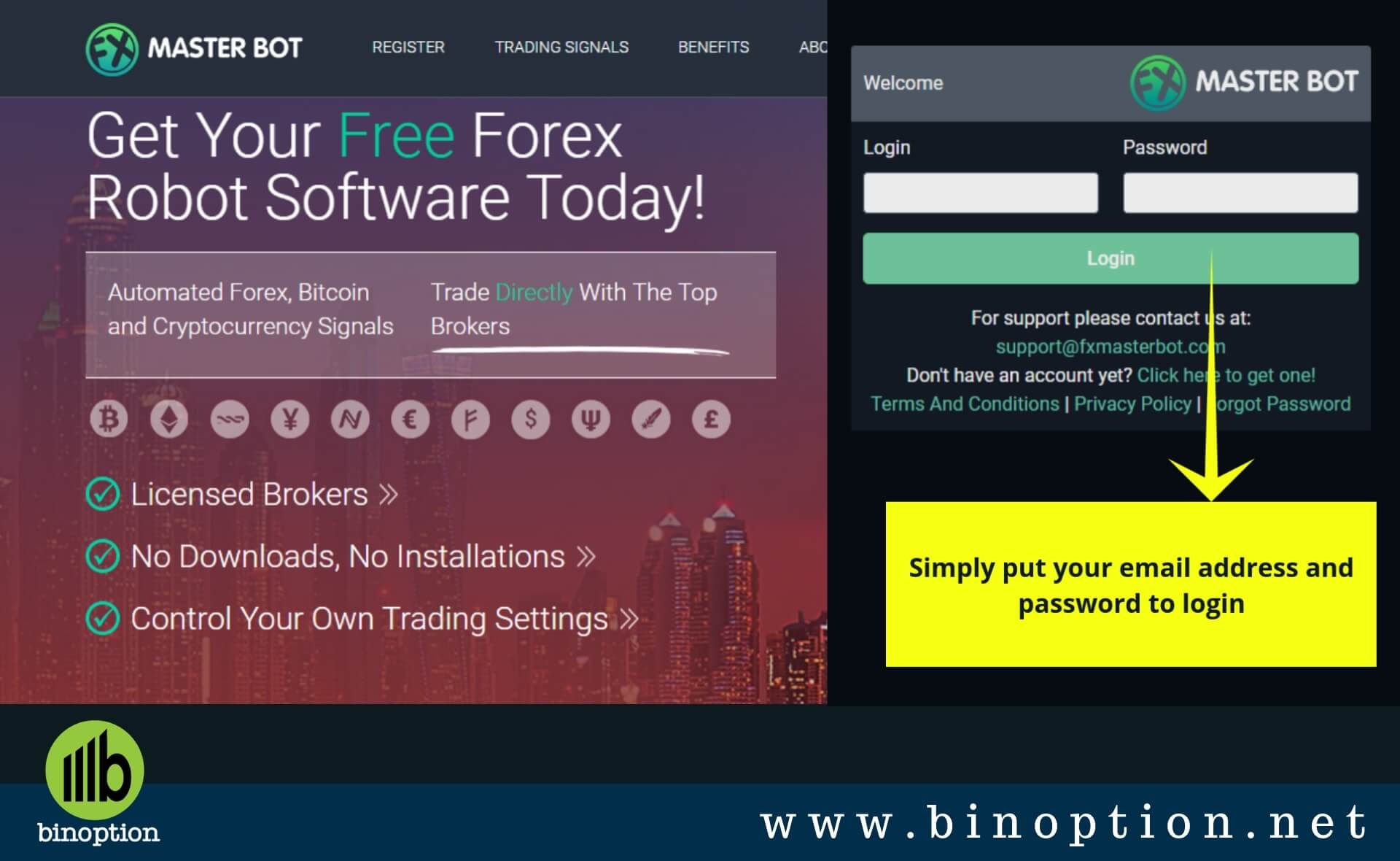 FXMasterBot Login - Binoption